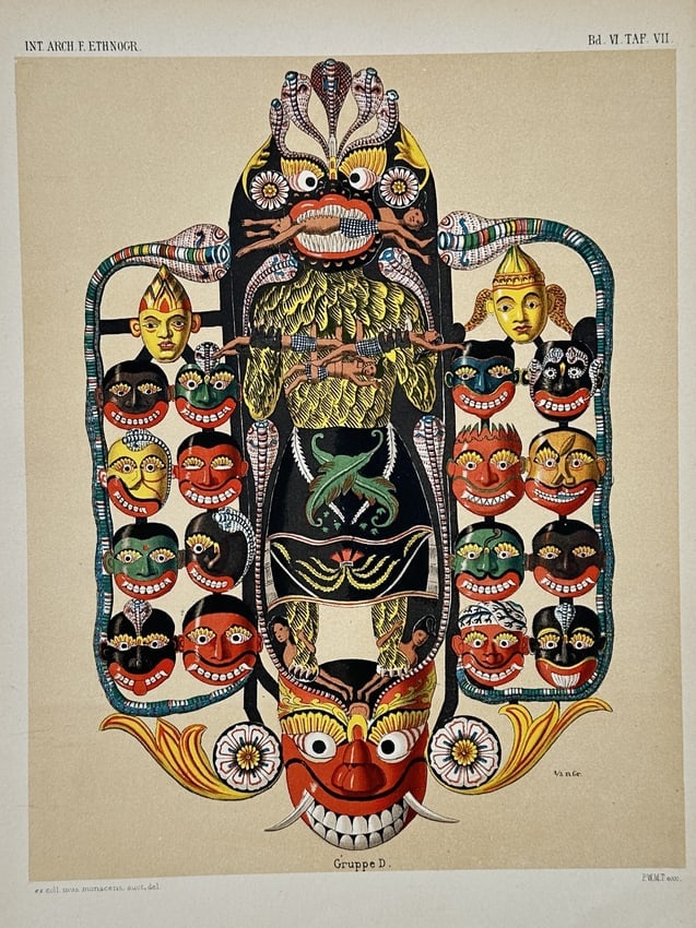 Pieter Willem Marinus Trap (1821–1905) – Illustration of Ceremonial Masks (1 of 2)