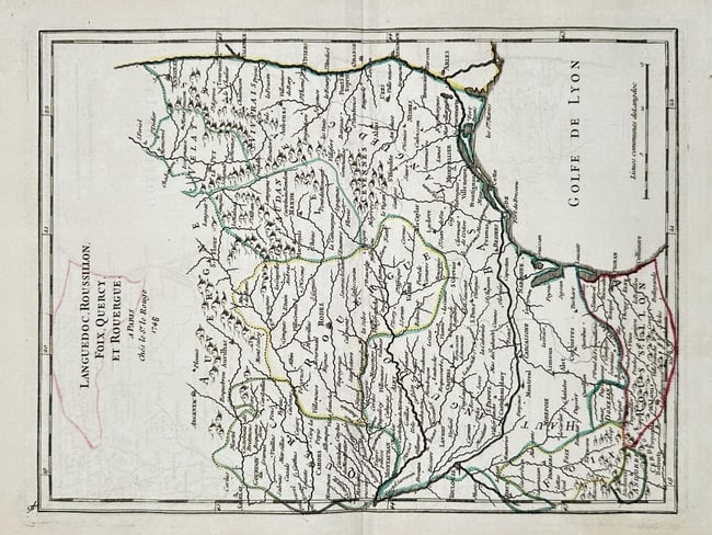 Georges-Louis Le Rouge (1712–1790) – Map of Languedoc, Roussillon, Foix, Quercy (1 of 2)