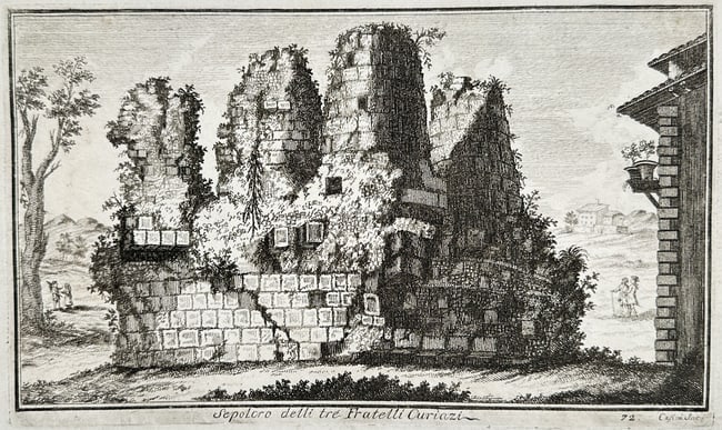 Giovanni Domenico Cassini (1625–1712) – View of the Tomb of the Curiatii –Rome–Engraving (1 of 2)