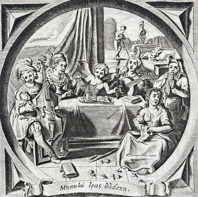 Jacob Cats (1577–1660) – Music Lessons for Young Lovers – Engraving (1 of 3)