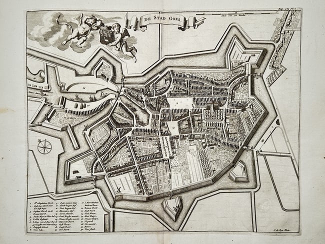 Mattheus Smallegange (1624–1710) – Map of the City of Goes – Engraving (1696) (1 of 2)