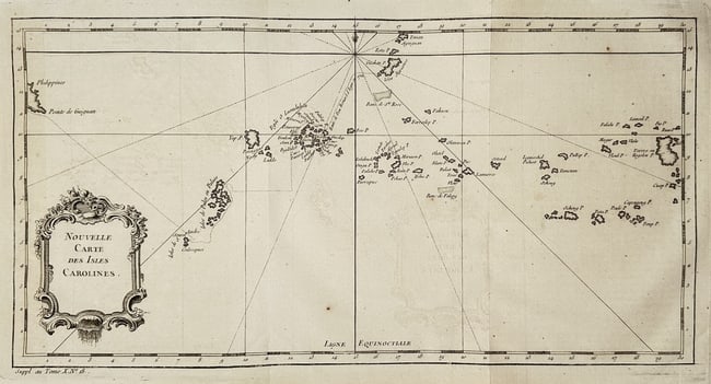 Jacques-Nicolas Bellin (1703–1772) – Map of The Caroline Islands – Engraving (1 of 2)