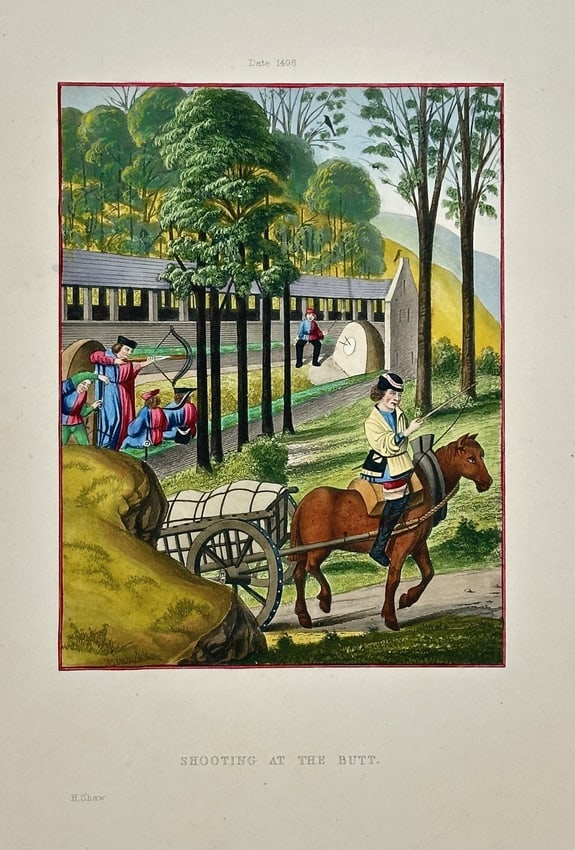 Henry Shaw (1800–1873) – Shooting at the Butt – Engraving, Hand-coloured (1 of 2)