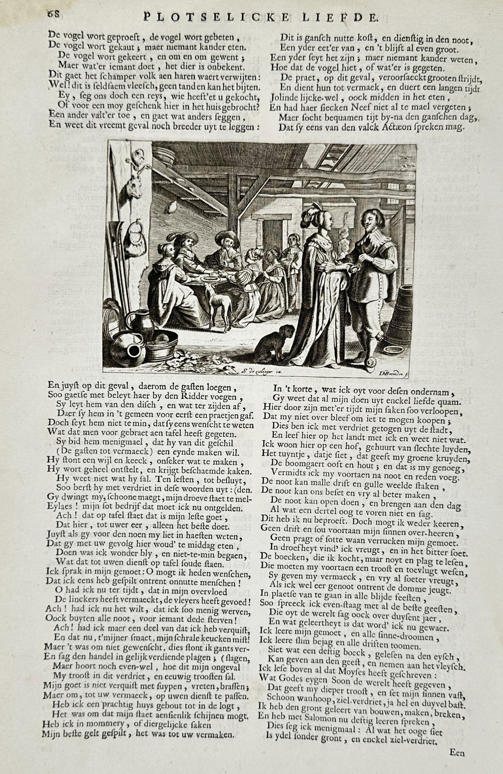 Jacob Cats (1577–1660) – Allegorical Scene of Domestic Life and Love – Etching (17th Century) (1 of 2)