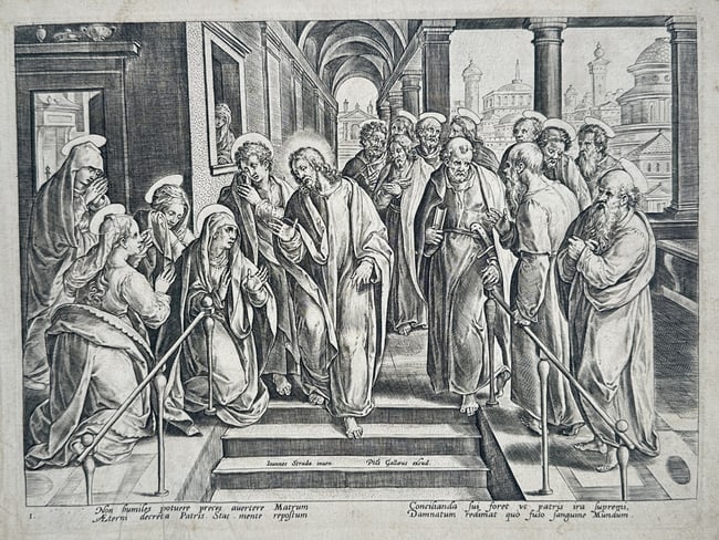 Adriaen Collaert (1560–1618) – Christ Taking Leave of His Mother – Engraving (1 of 2)