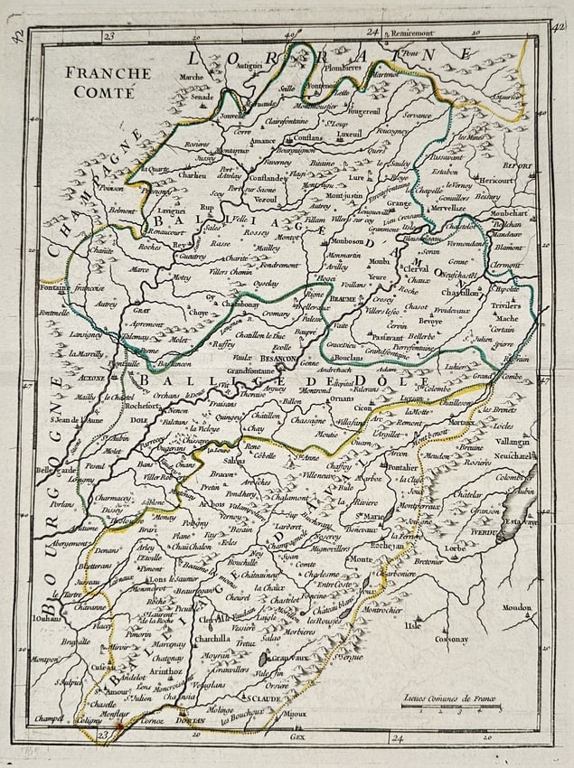 Georges-Louis Le Rouge (1712–1790) – Map of Franche-Comte – Engraving (1755) (1 of 2)