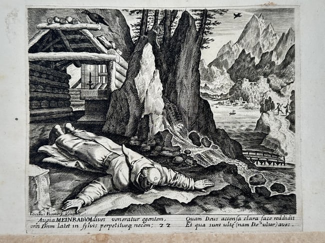 Abraham Bosse (1602–1676) – Saint Meinrad of Einsiedeln – Engraving (1630–1650) (1 of 2)