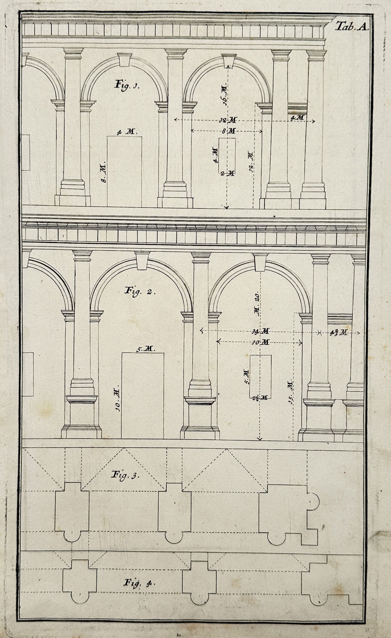 Nikolaus Goldmann (1611–1665) – Architectural Study of Arcades and Ground Plans – Engraving (1 of 2)