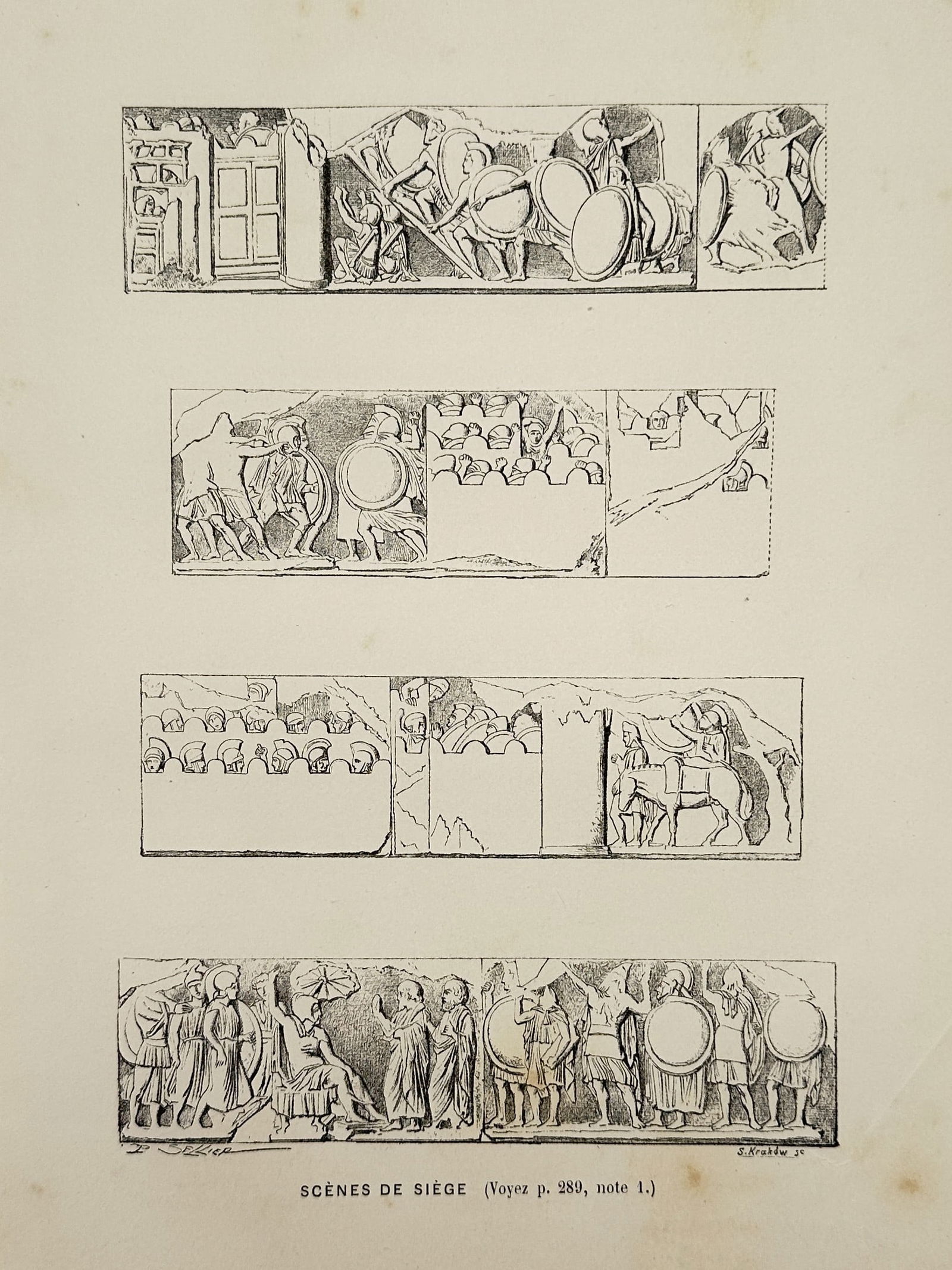 Victor Duruy (1811-1894) – Study of Ancient Siege Scenes – Lithograph (20th Century) (1 of 2)