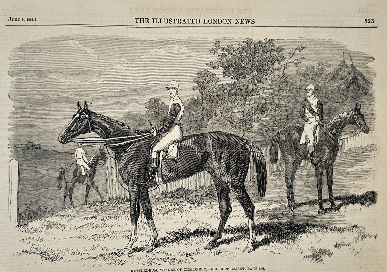 The Illustrated London News (19th Century) – Kettledrum, Winner of the Derby – Wood engraving (1 of 2)