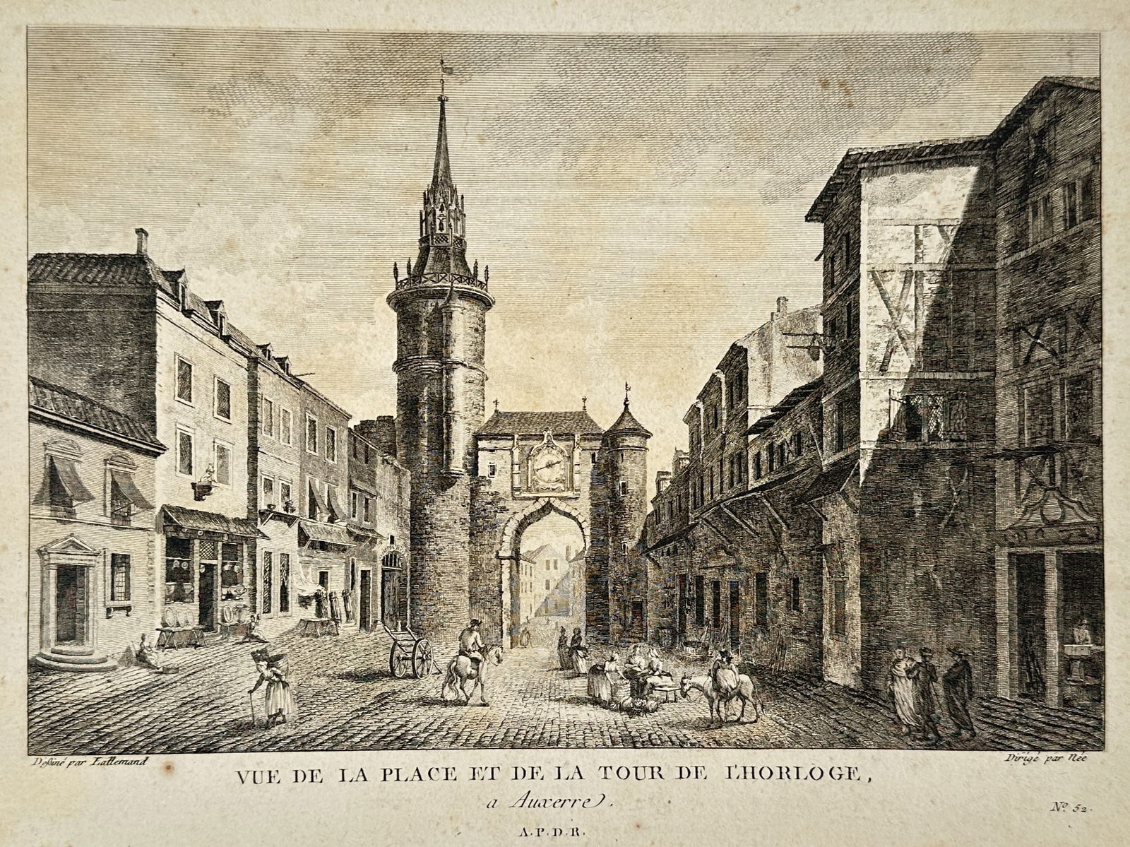Jean-Baptiste Lallemand (1716–c. 1803) – View of the Place and the Clock Tower at Auxerre (1 of 2)