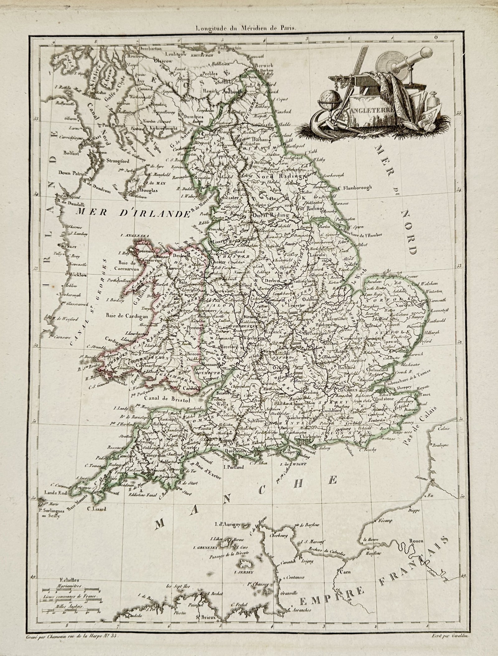 Conrad Malte-Brun (1775–1826) – Map of England and Wales – England and Wales – Engraving (1 of 2)