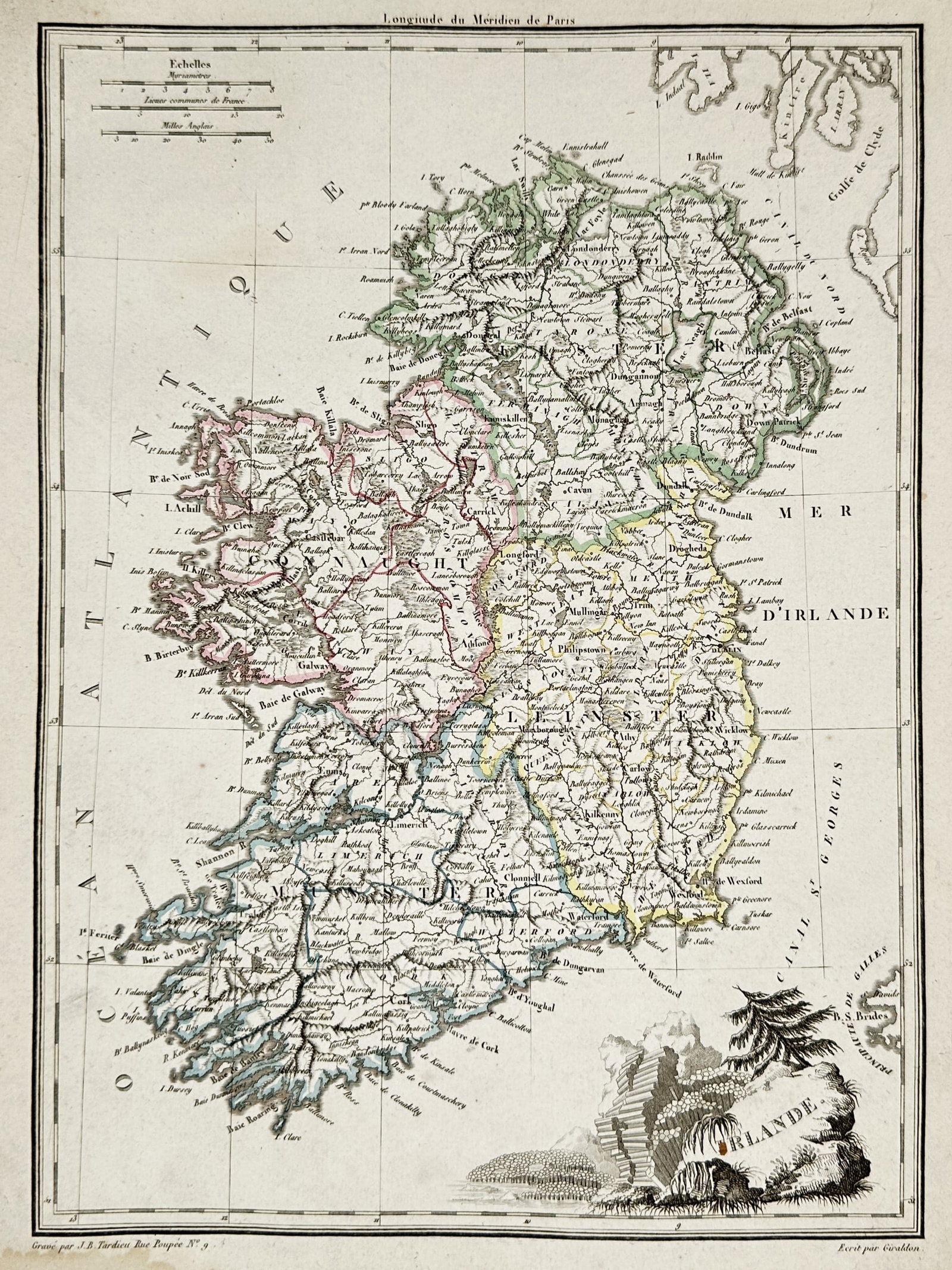 Conrad Malte-Brun (1775–1826) – Map of Ireland – Ireland – Engraving (1812) (1 of 2)