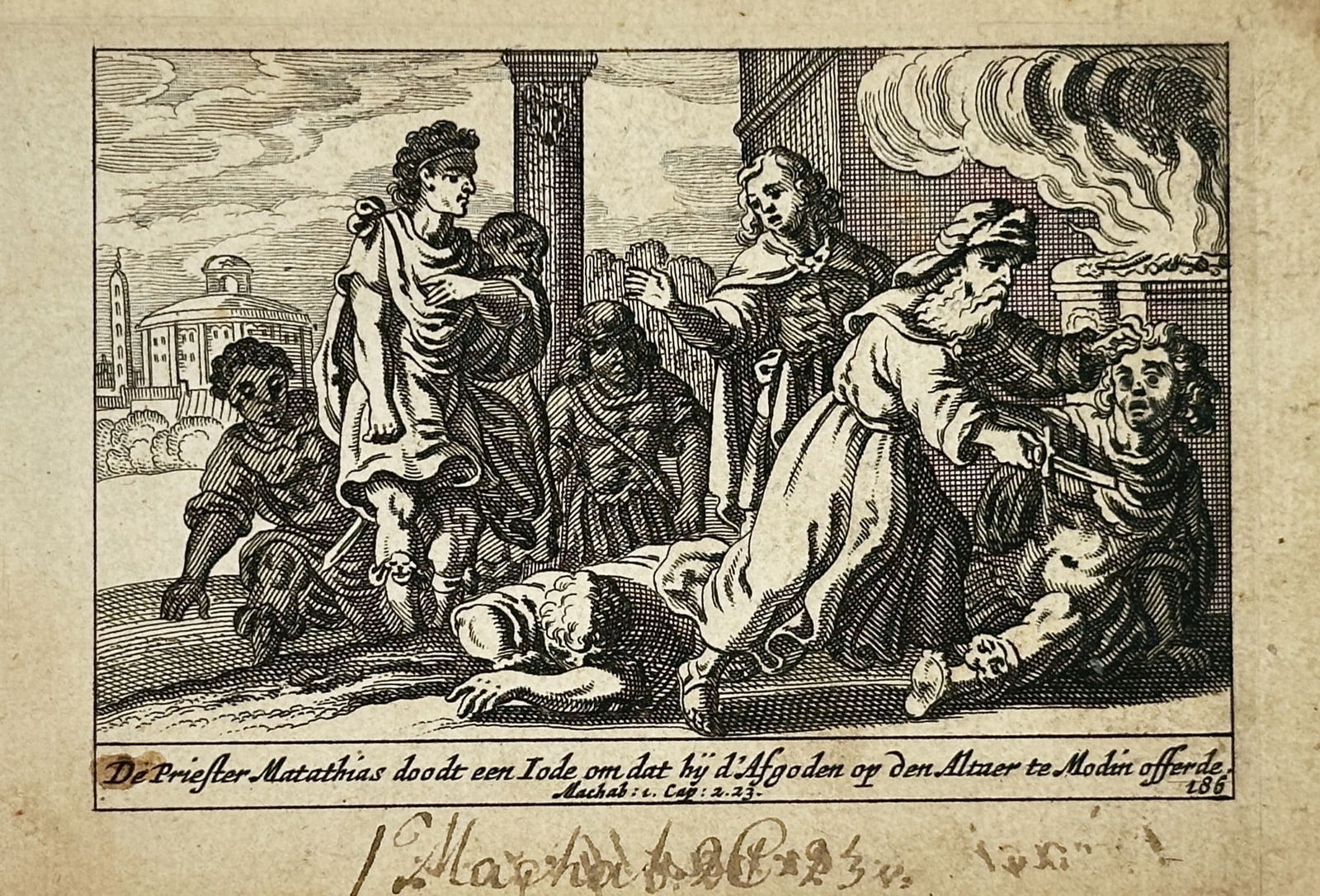 Pieter Hendriksz. Schut (1618–1660) – Footsteps of the Priests of Bel – Etching 1659 (1 of 2)