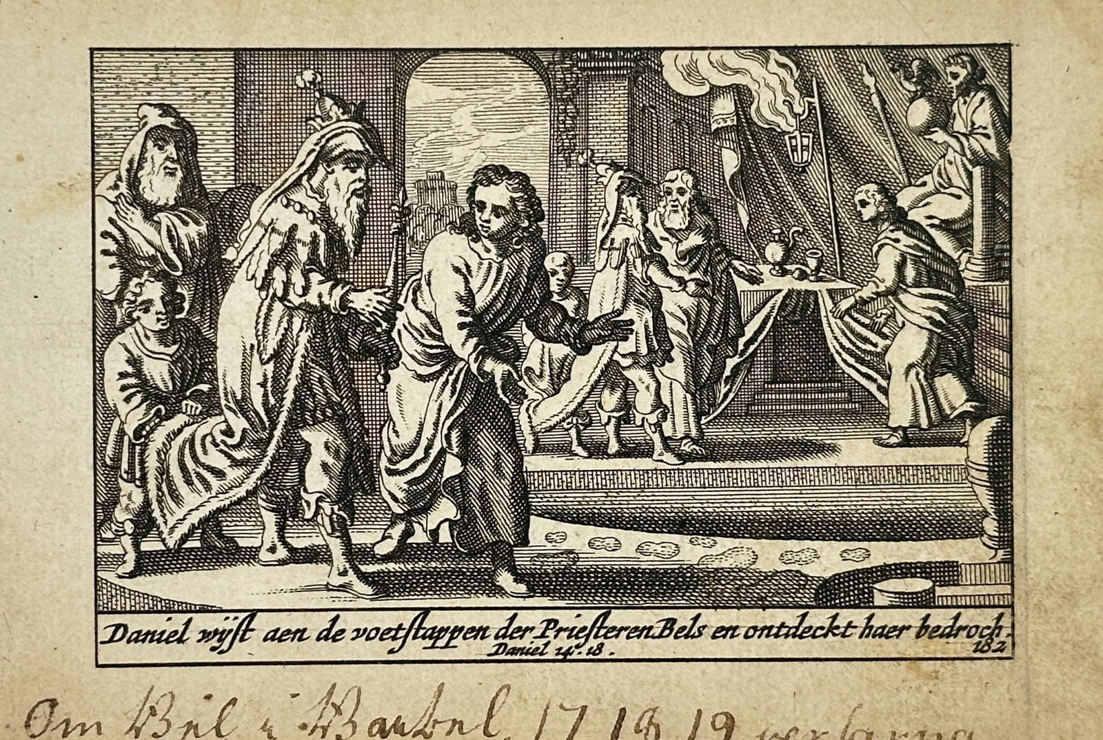 Pieter Hendriksz. Schut (1618–1660) – Daniel Points out the Footsteps of the Priests of Bel – (1 of 2)