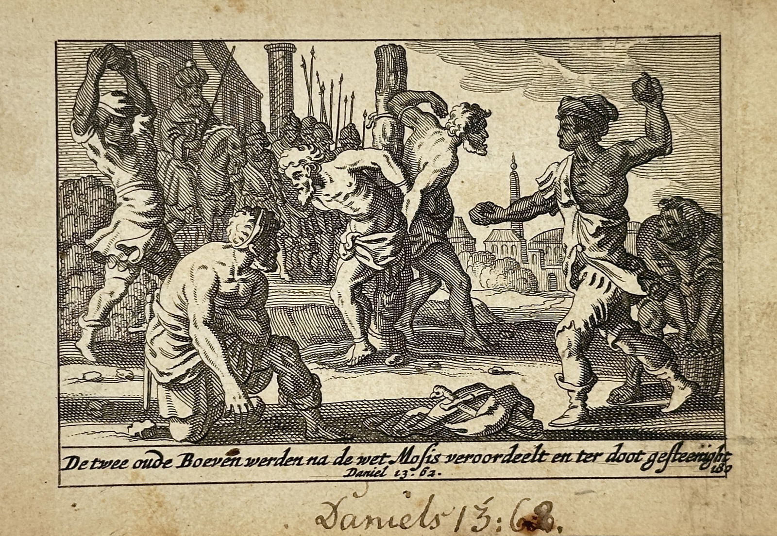 Pieter Hendriksz. Schut (1618–1660) – Mattathias Slaying the Apostate Jew – Etching (1659) (1 of 2)
