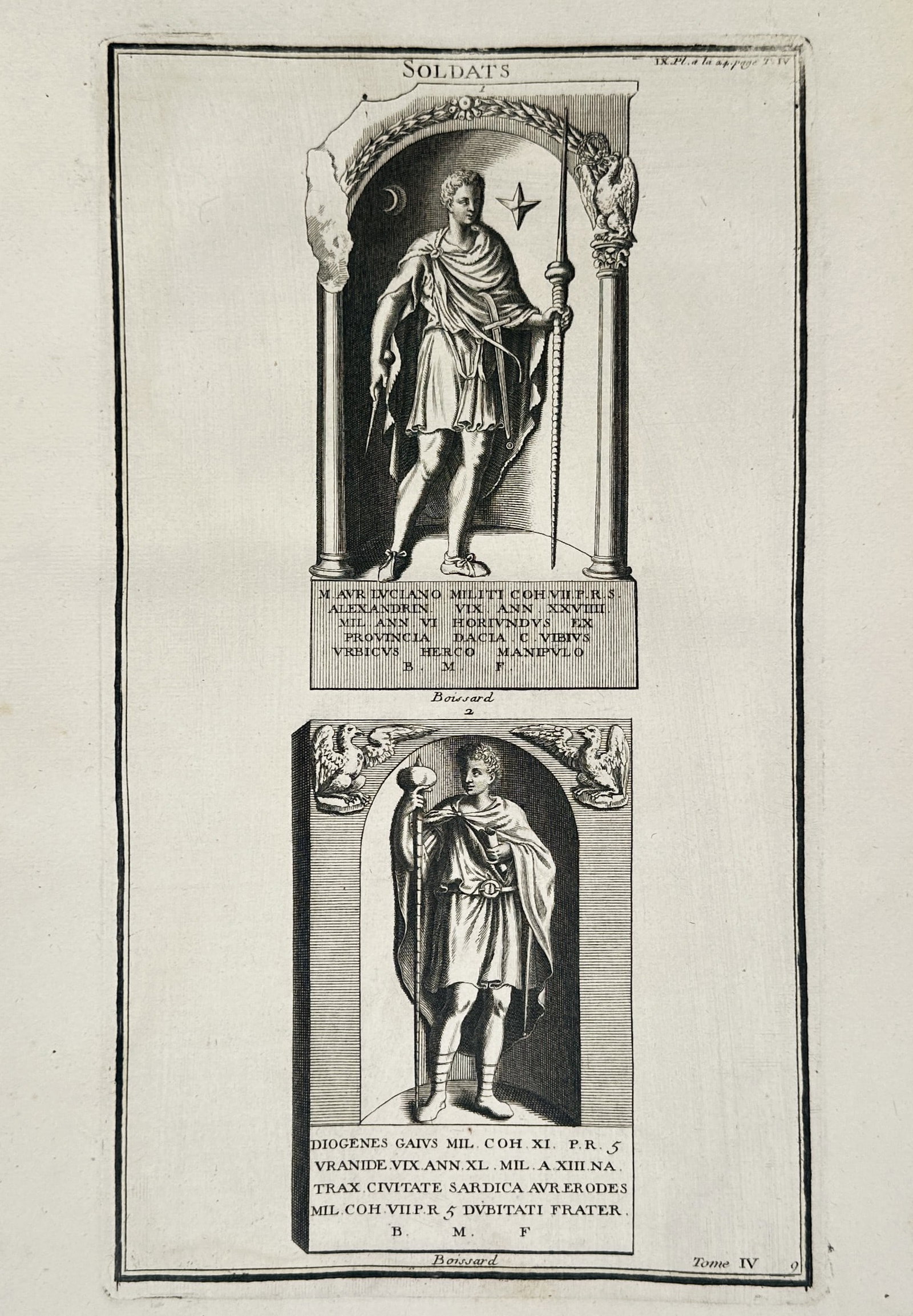 Bernard de Montfaucon (1655–1741) – Study of Roman Soldiers and Funerary Monuments (1 of 2)