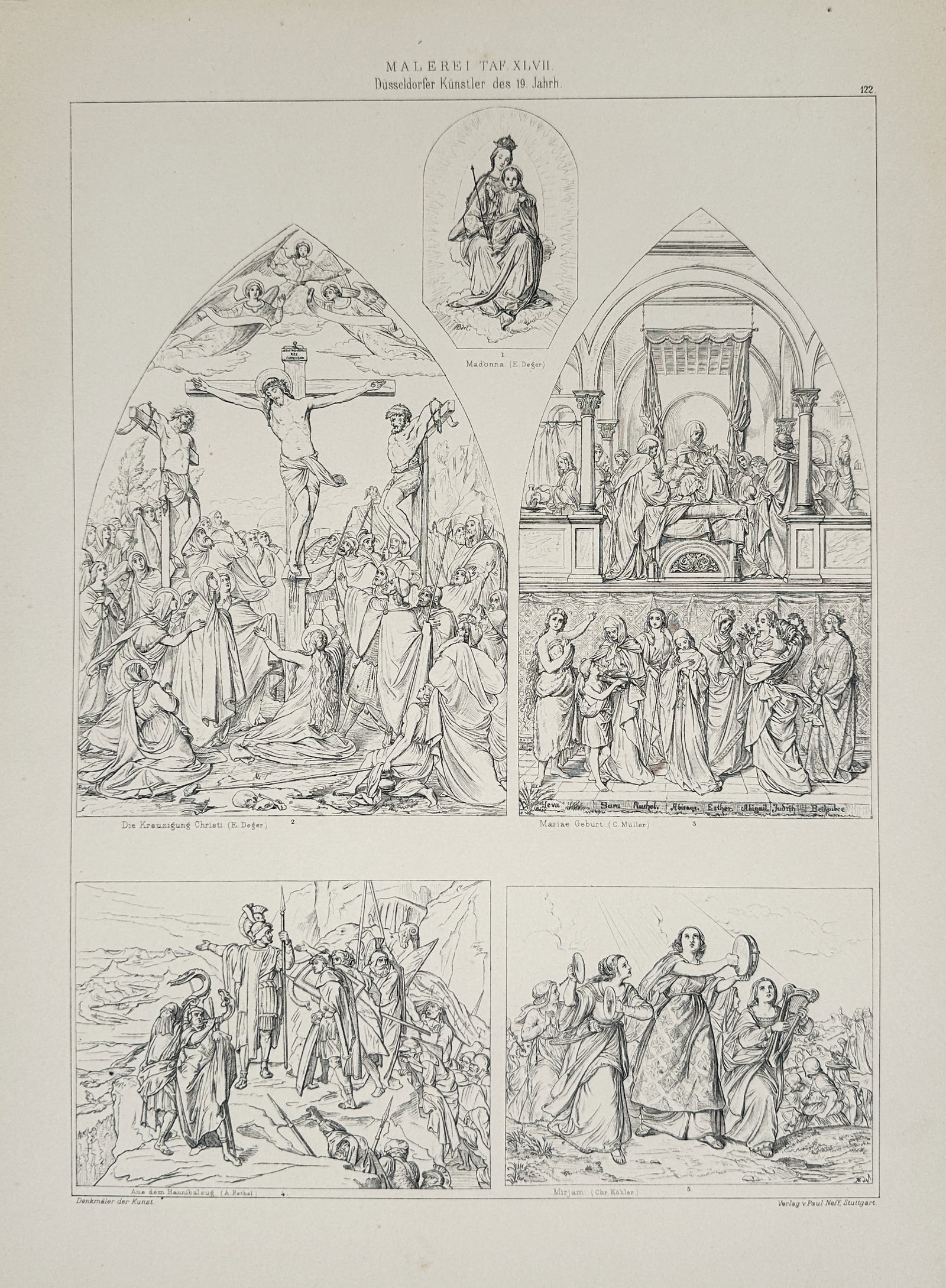 Paul Neff – Study of Religious and Historical Paintings by Dusseldorf Artists – Lithograph (1 of 2)