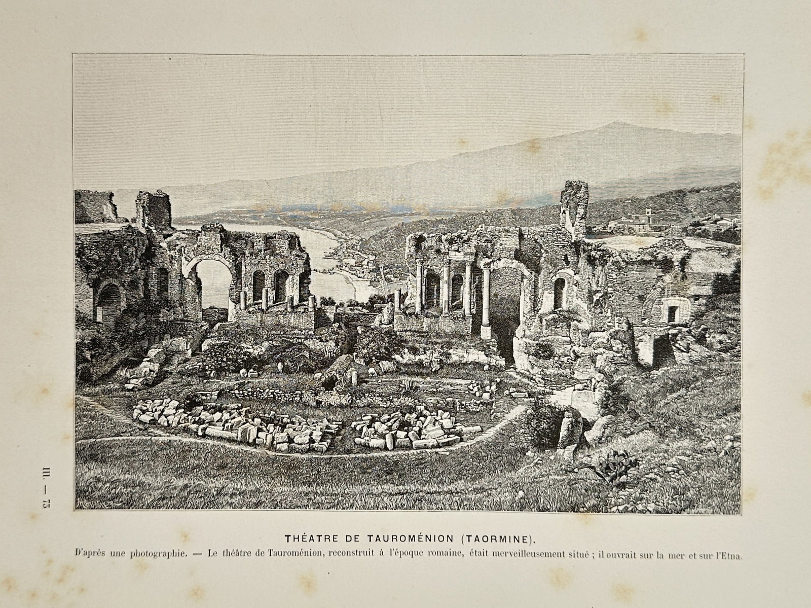 Victor Duruy (1811–1894), after – View of the Theater of Tauromenion – Lithograph (20th (1 of 2)