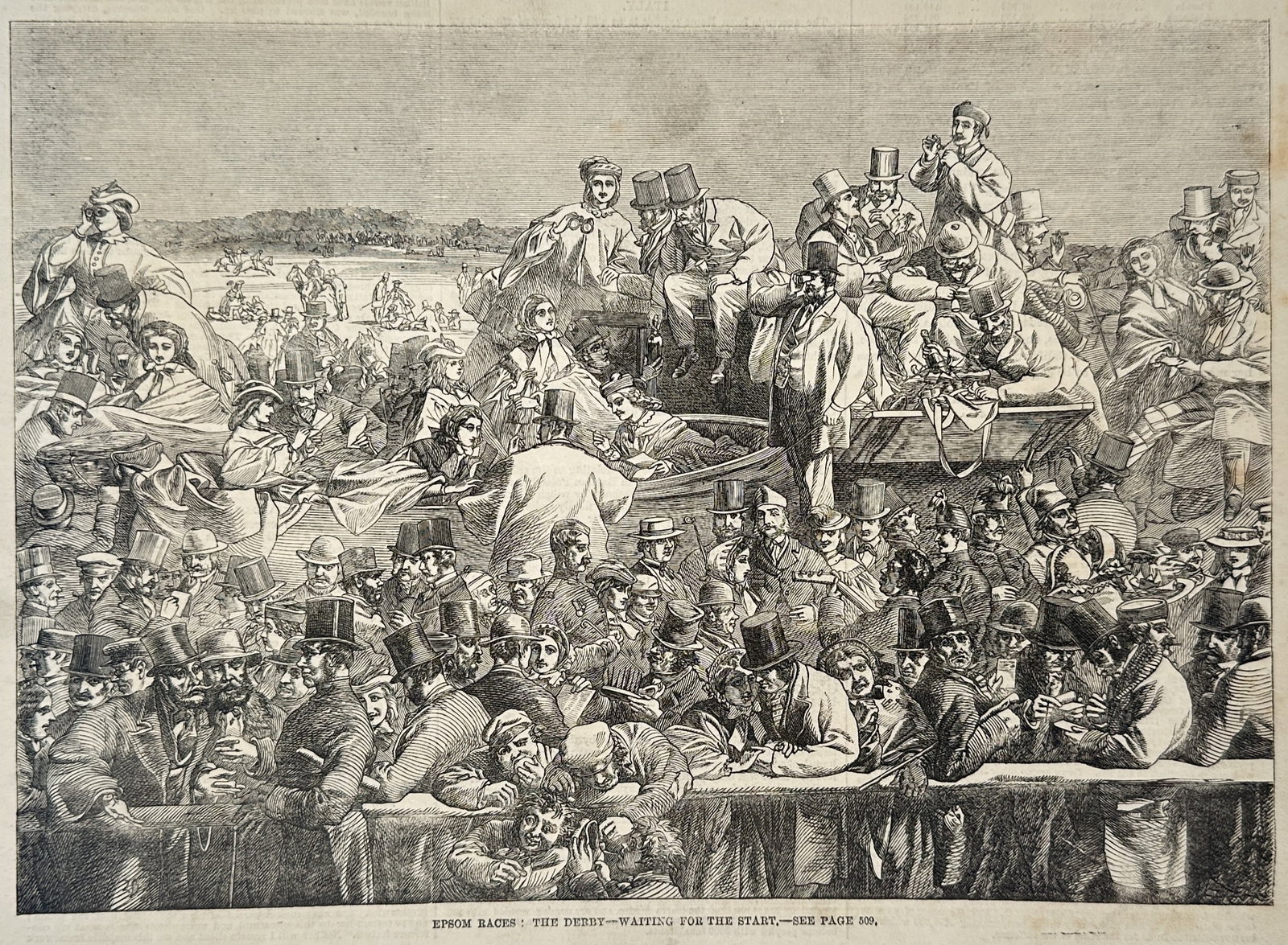 The Illustrated London News (19th Century) – Epsom Races: The Derby—Waiting for the Start (1 of 2)