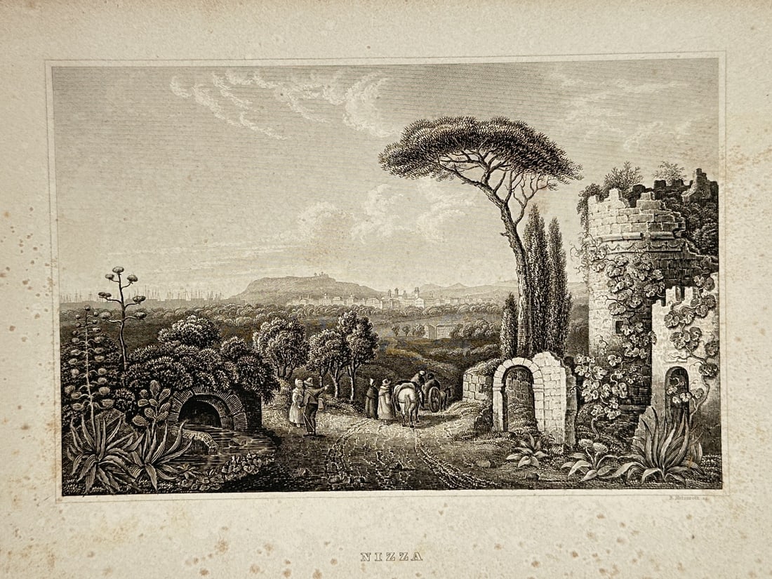Bernhard Metzeroth (1813–1848) – View of Nice – Engraving (1845) (1 of 2)