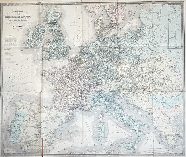 Adolphe Hippolyte Dufour (1795-1865) – Map of European railways – Lithograph (1860) (1 of 2)