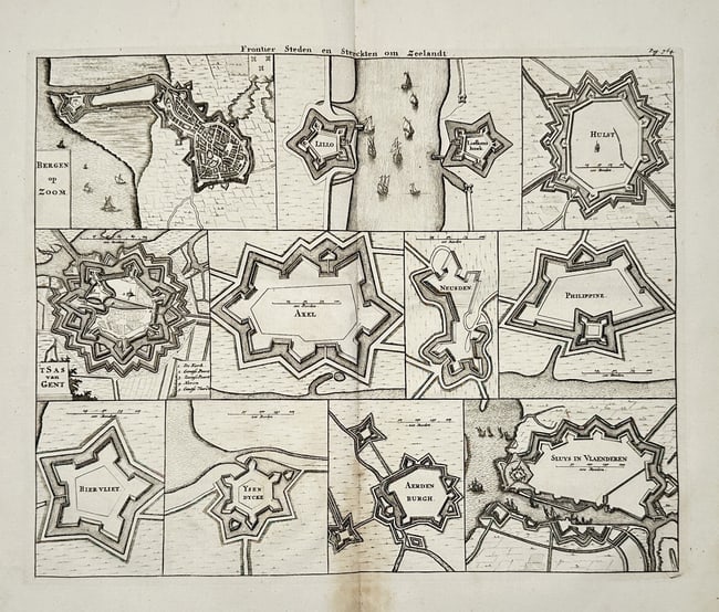 Mattheus Smallegange (1624-1710) – Frontier cities and forts of Zeeland – Engraving (1700) (1 of 2)