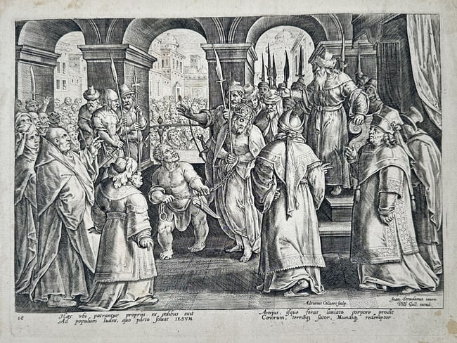 Adriaen Collaert (1560–1618) – Christ Led Before Pilate – Engraving (1 of 2)