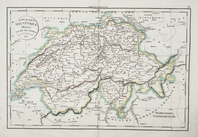 Félix Delamarche (Active 19th Century) – Map of Switzerland – Engraving (1832) (1 of 2)