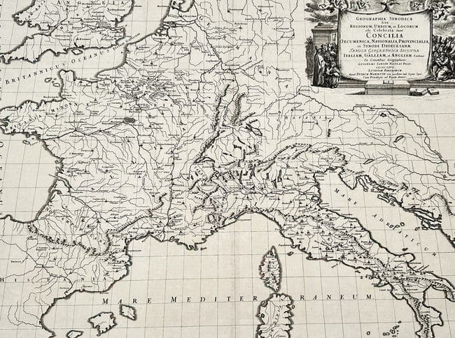 Guillaume Sanson – Map of the Regions where the Councils of Italy, France, and England were (1 of 2)