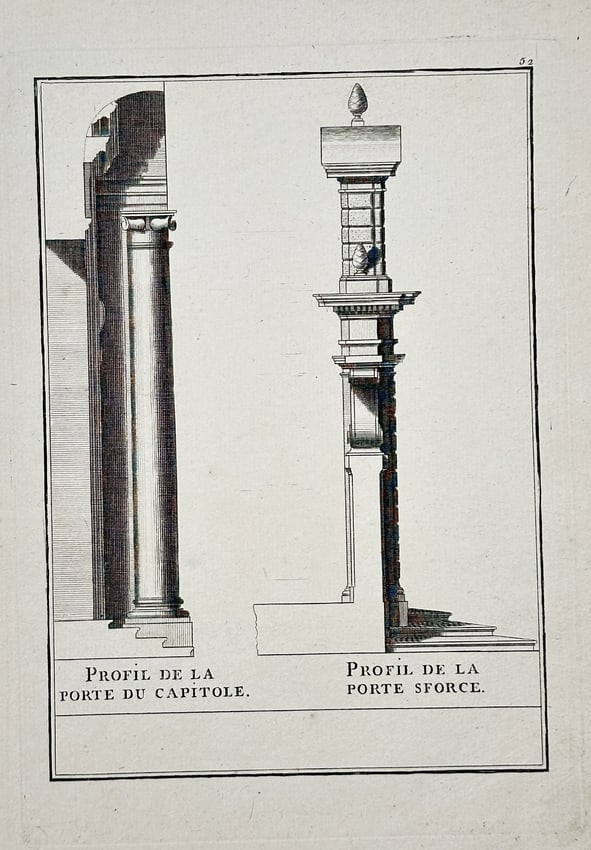 Giacomo Barozzi da Vignola (1507–1573) – Profile of the Capitol and Sforza Gates - Engraving (1 of 2)
