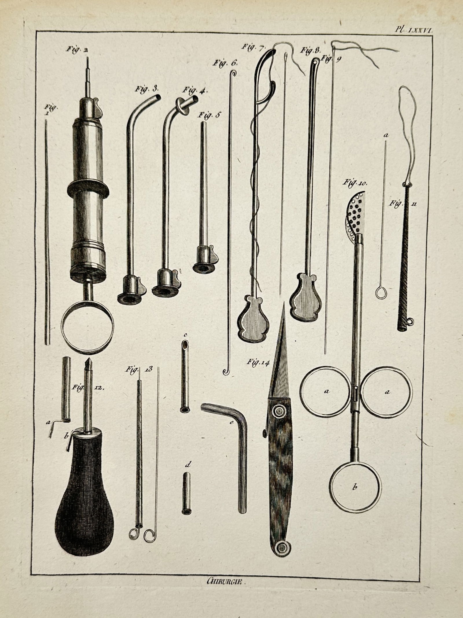Robert Benard (1734-1785) – Surgical Instruments for Procedures – Engraving (1765) (1 of 2)