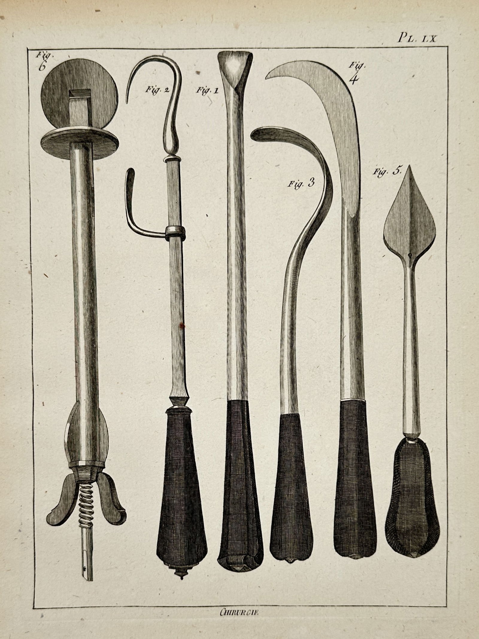 Robert Benard (1734-1785) – Surgical Instruments for Incision and Retraction – Engraving (1765) (1 of 2)