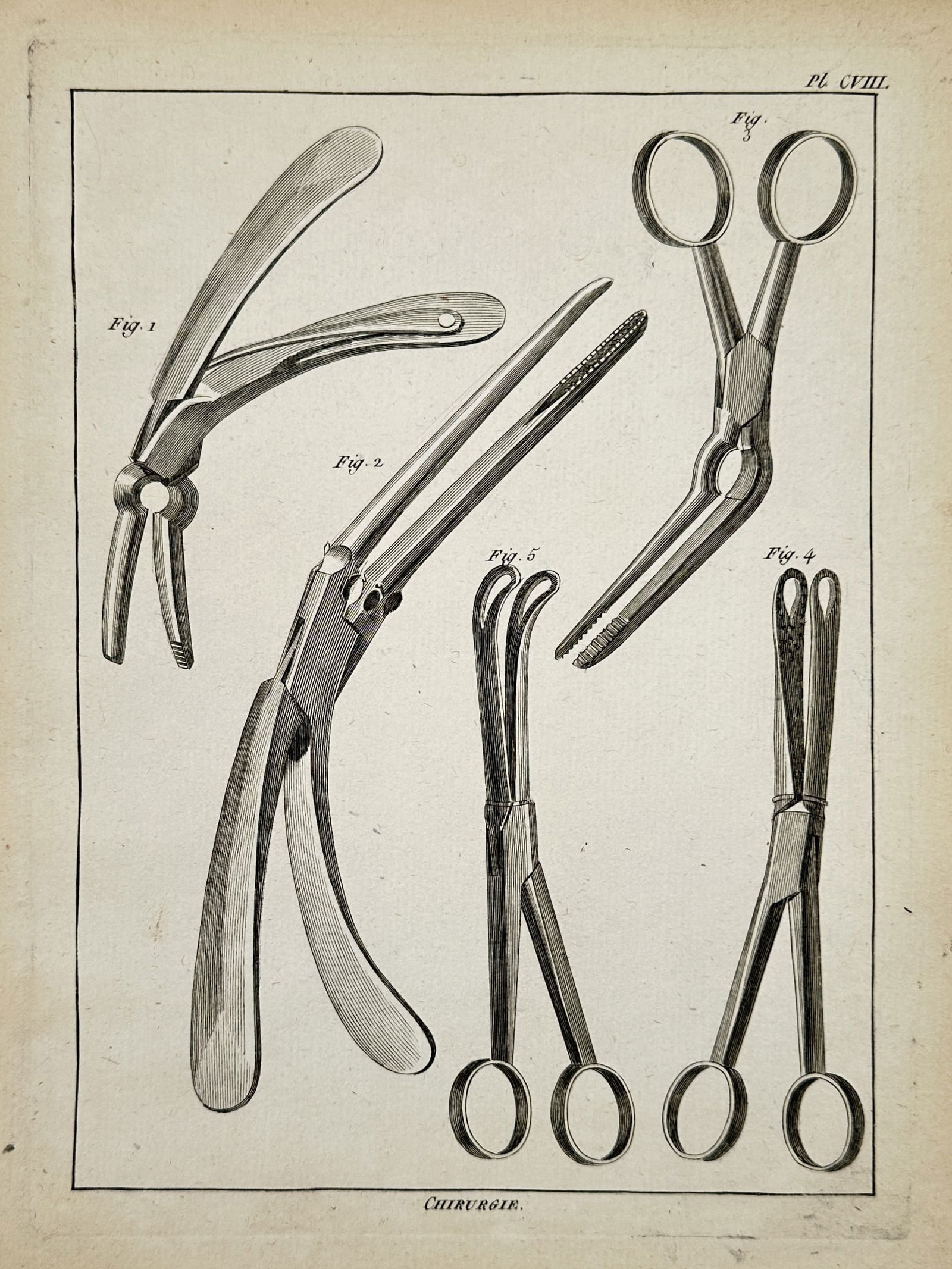 Robert Benard (1734-1785) - Surgical Forceps and Scissors - Engraving (1765) (1 of 2)