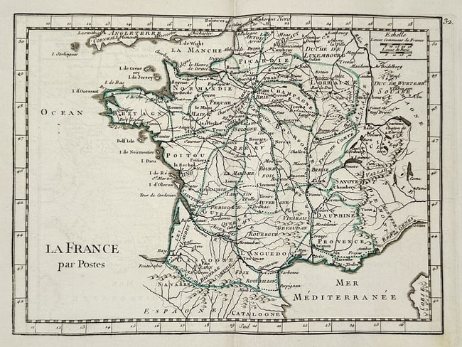 Georges-Louis Le Rouge (1712–1790) – Map of France – Engraving (1748) (1 of 2)