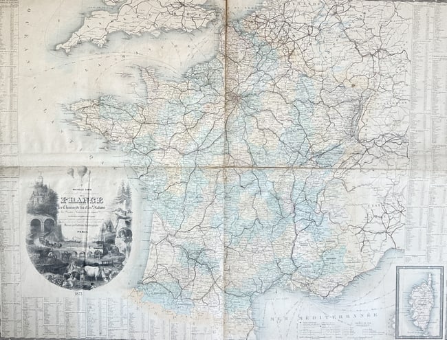 Alexandre Vuillemin (1812-1880) – Map of France showing Railways and Stations (1 of 2)