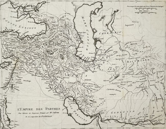 Jean-Baptiste Bourguignon d'Anville – Map of the Parthian Empire – Central Asia – Engraving (1 of 2)