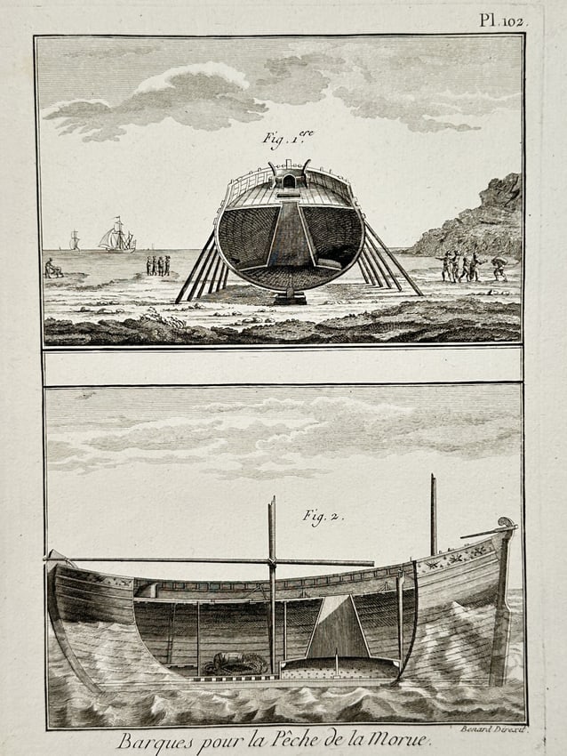 Robert Bénard (1734–1777) – Boats for Cod Fishing – Engraving (1771) (1 of 2)