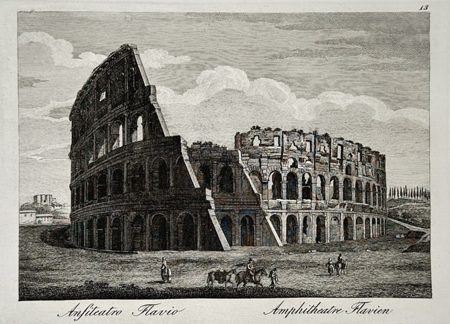 Pietro Parboni (1783–1841) – View of the Flavian Amphitheatre (Colosseum) – Rome (1 of 2)