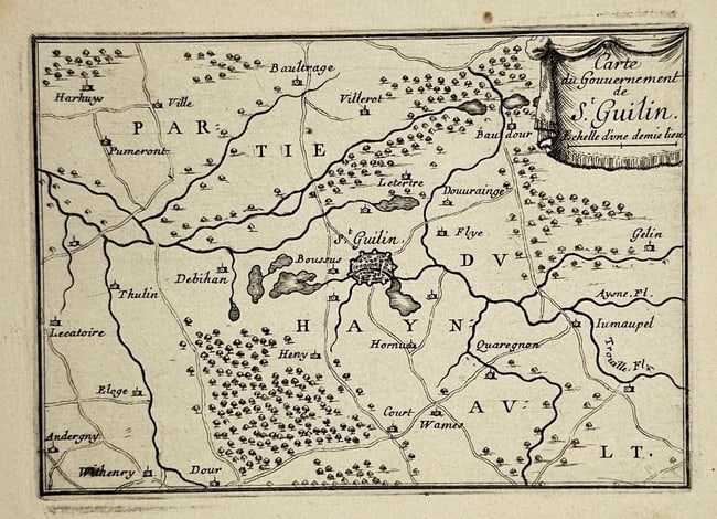 Sebastien de Beaulieu (1612–1674) – Map of Saint Ghislain – Belgium – Etching (1700) (1 of 2)