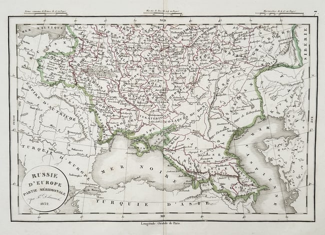 Félix Delamarche (Active 19th Century) – Map of Southern European Russia – Engraving (1832) (1 of 2)