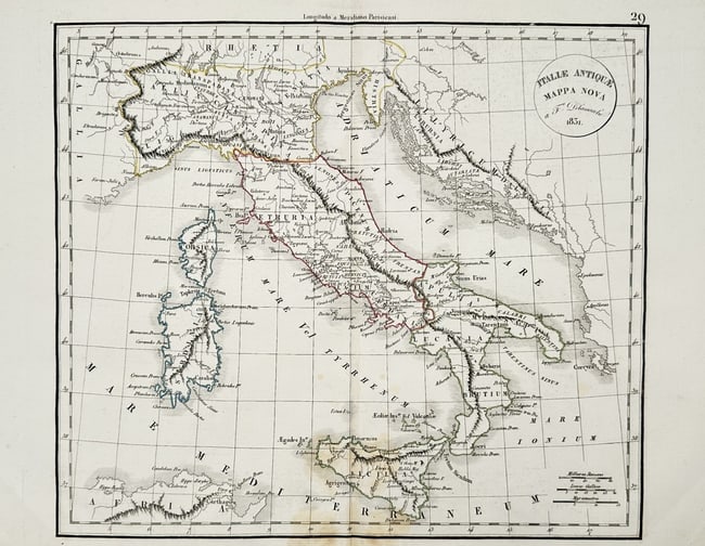 Félix Delamarche (Active 19th Century) – Map of Ancient Italy – Engraving (1832) (1 of 2)