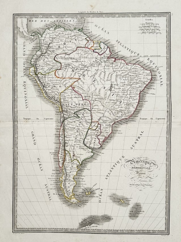 Charles V. Monin (Active 19th Century) – Map of South America – Engraving (1835) (1 of 2)