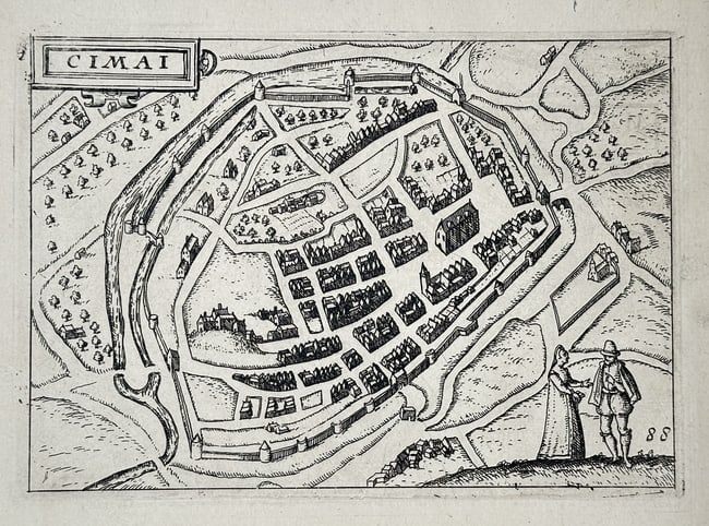 Georg Braun (1541–1622) and Franz Hogenberg (c. 1535–1590) – Map of Chimay (1 of 2)