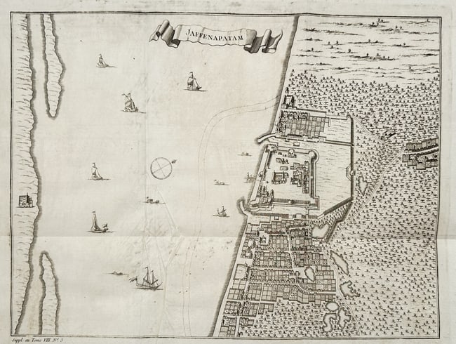 Jacques-Nicolas Bellin (1703–1772) – Map of Jaffna: Jaffnapatam (Sri Lanka) (1 of 2)