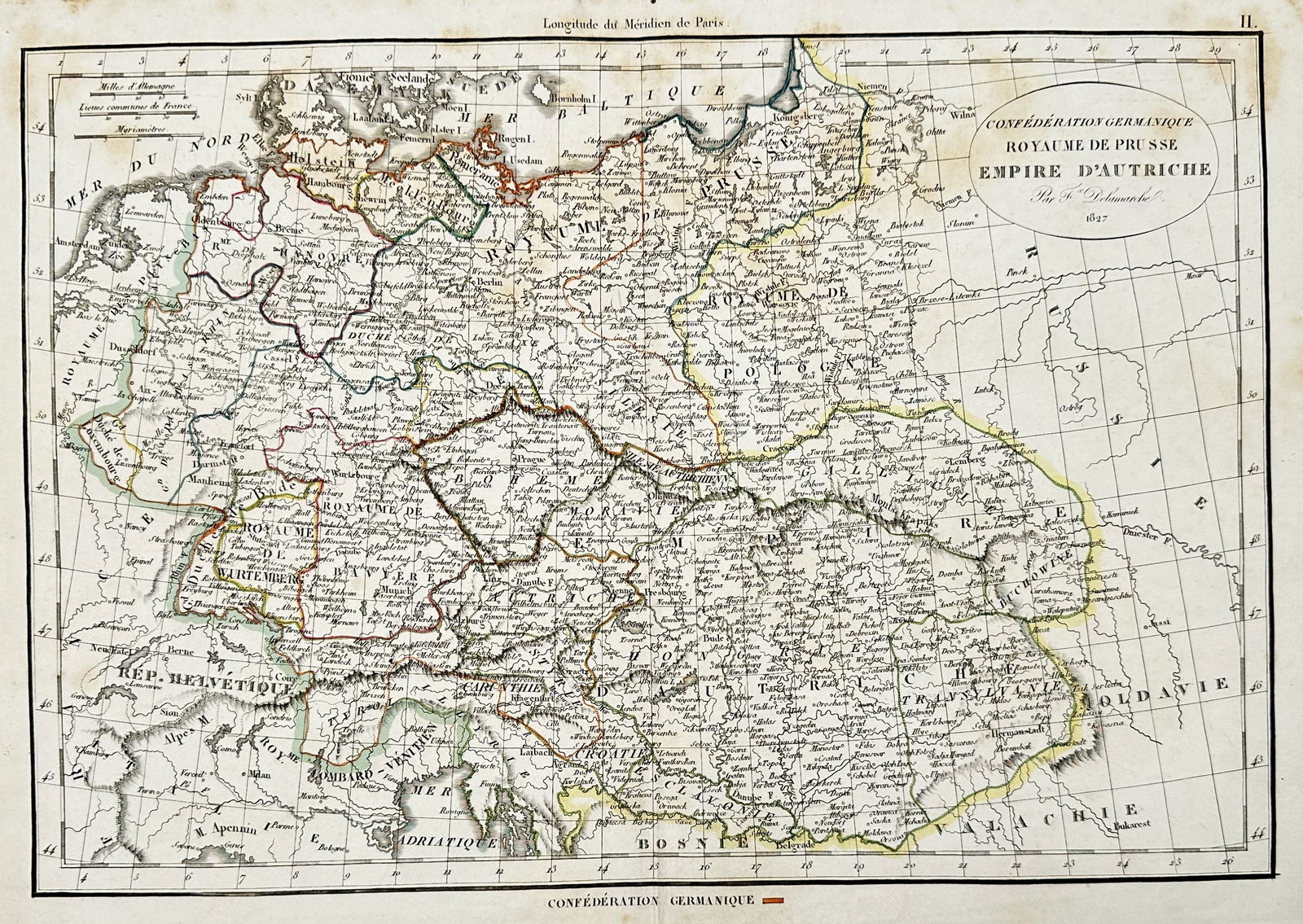 Felix Delamarche (1789-1830) – Map of German Confederation – Central Europe – Etching (1832) (1 of 2)