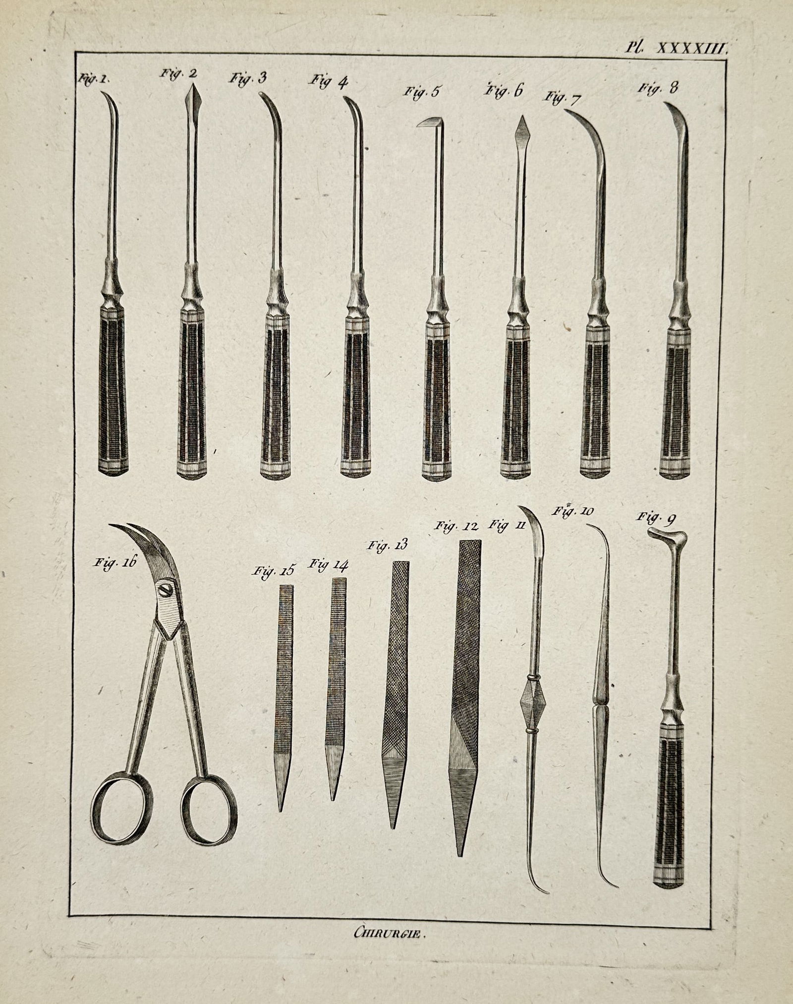 Robert Benard (1734-1785) - Variety of Surgical instruments - Engraving (1765) (1 of 2)