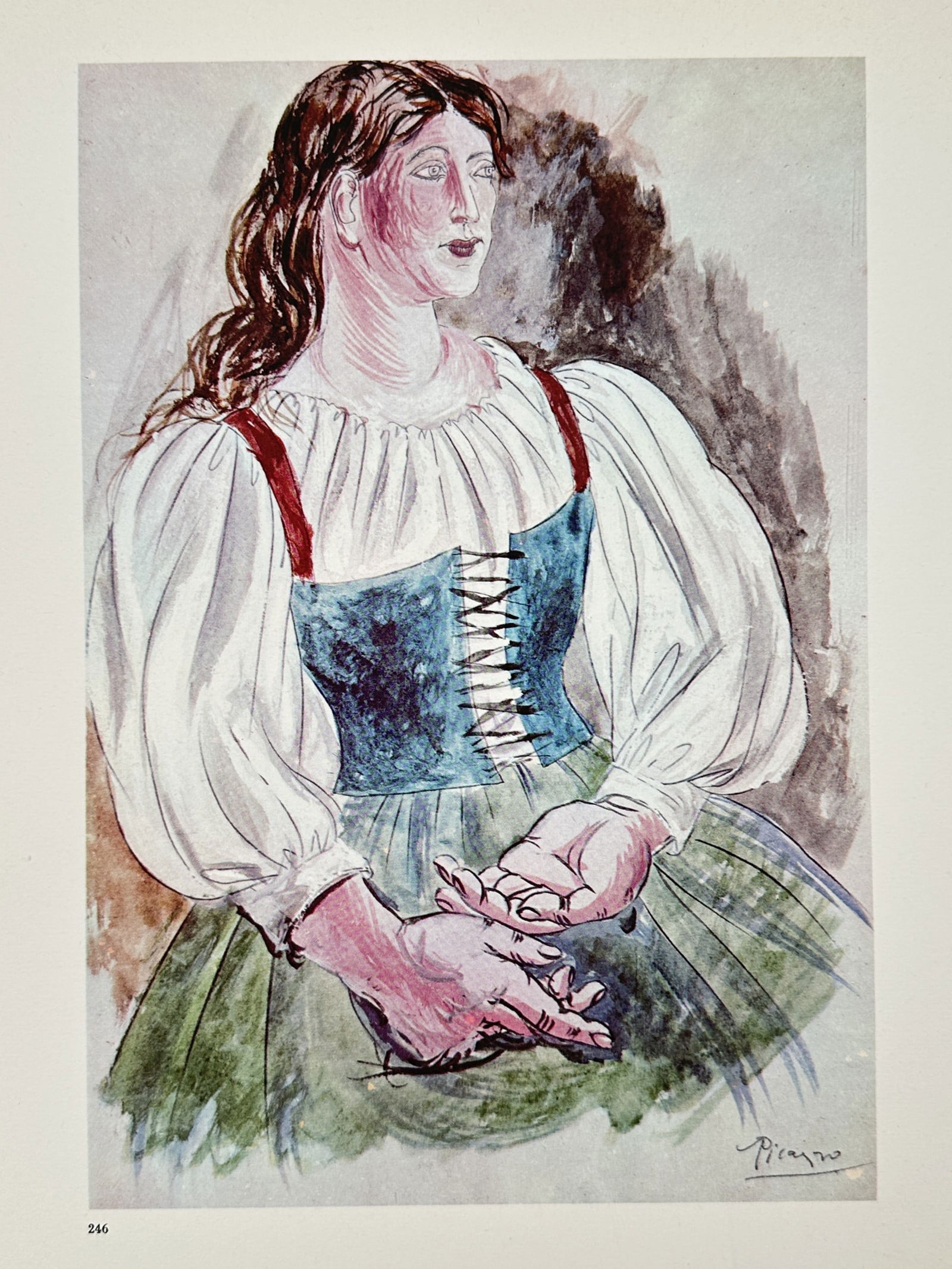 Pablo Picasso (1881-1973), after – Portrait of a Seated Woman – Offset print (20th Century): "Portrait of a Woman" depicts a seated female figure. This work is an offset print published in a collection of the artist's works. Pablo Picasso was a Spanish painter, sculptor, printmaker, and stage
