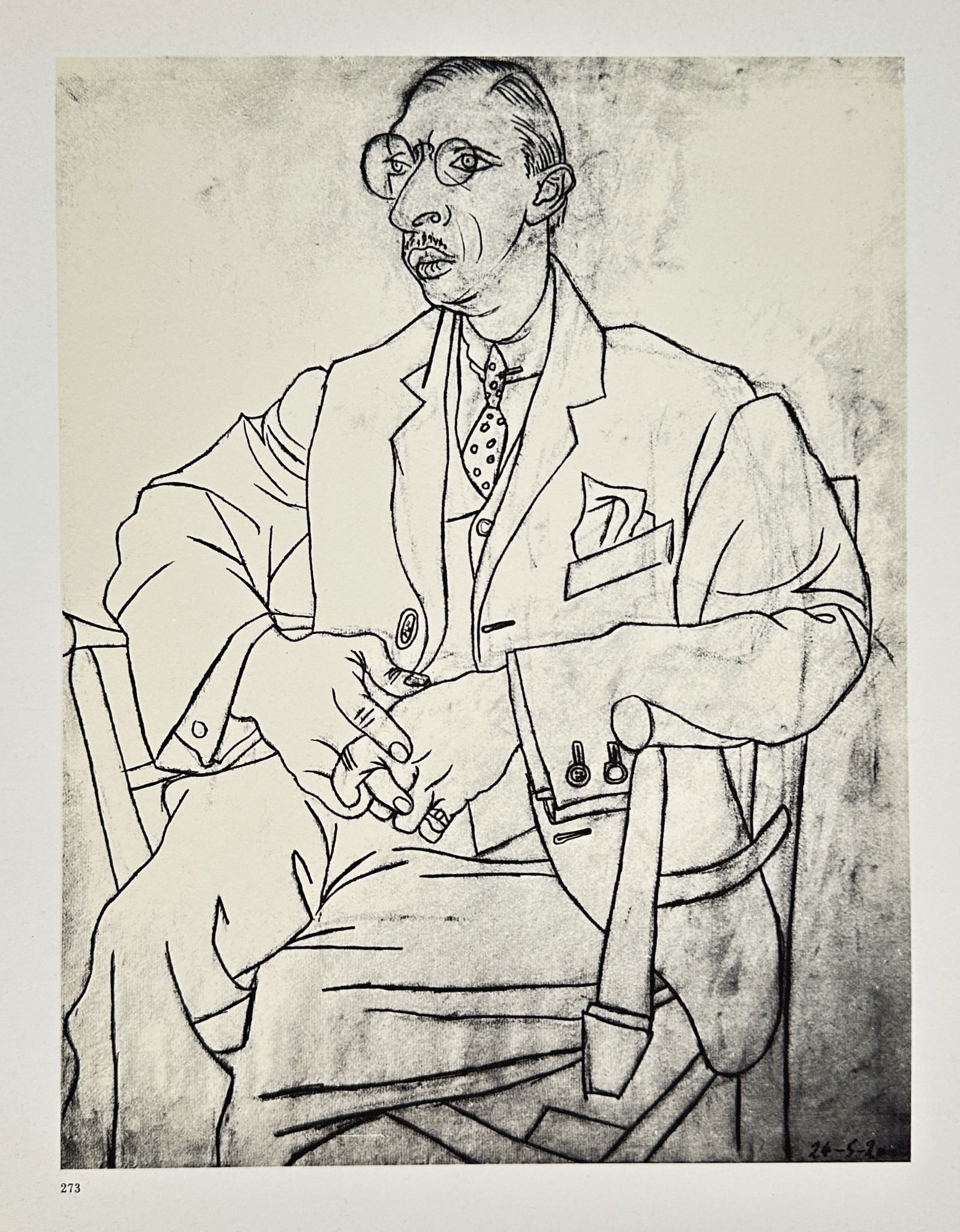 Pablo Picasso (1881-1973) – Portrait d'Igor Stravinsky – Offset print (20th Century): This iconic portrait is of the world-renowned composer Igor Stravinsky, drawn by his close friend and collaborator Pablo Picasso. Pablo Picasso was a Spanish painter, sculptor, printmaker, and stage d