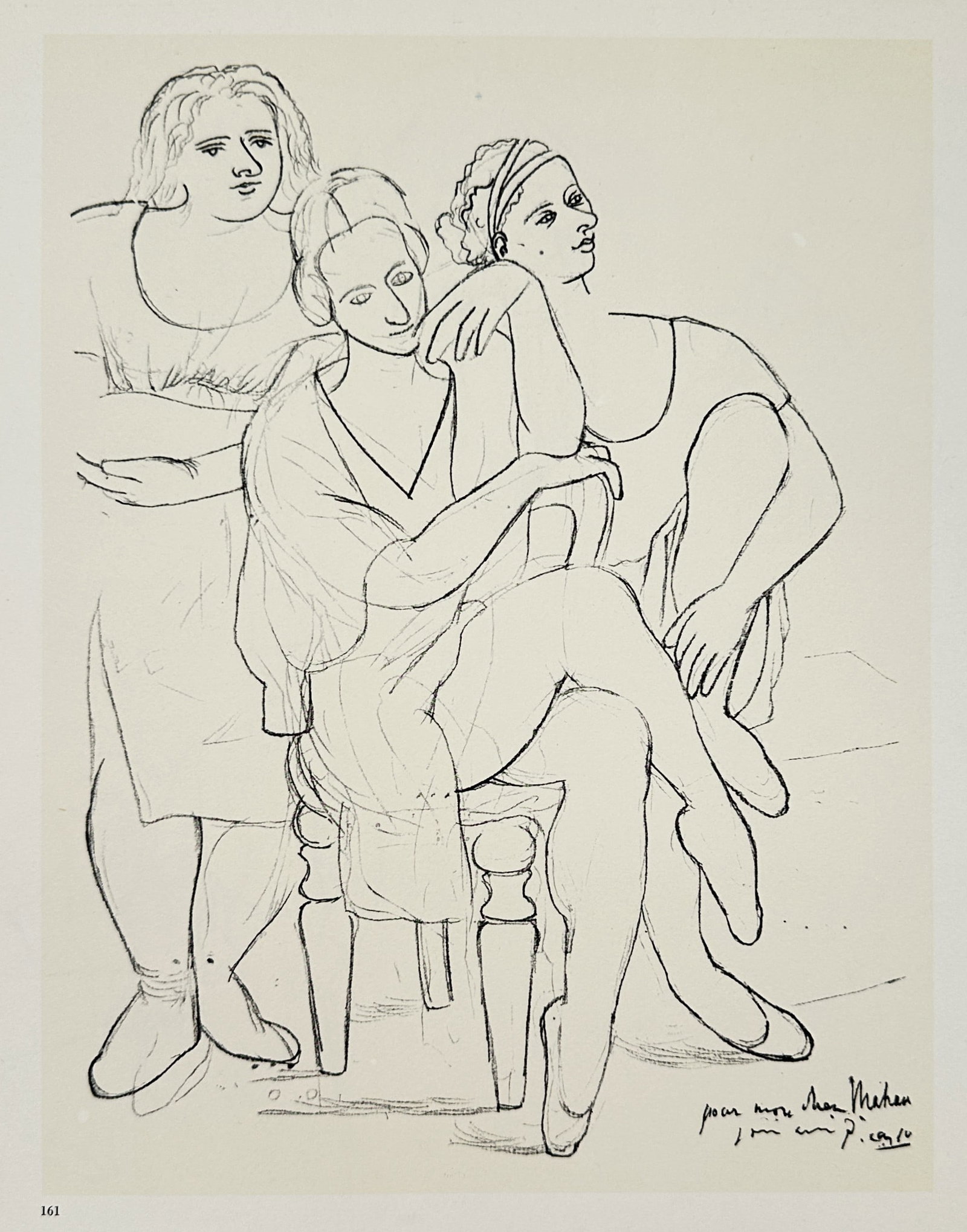 Pablo Picasso (1881-1973), after – Trois Danseurs – Offset print (20th Century): The work reflects Picasso's Neoclassical period, during which he focused on clean, elegant lines and figurative subjects, often inspired by his involvement with the Ballets Russes and his wife, the ba